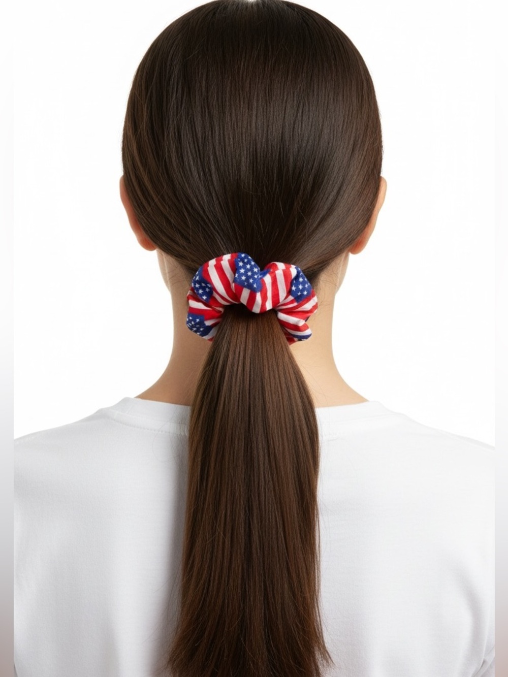 Red White Blue Flag Stripes Stars Patriotic USA America July 4th Scrunchie